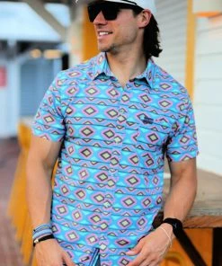 Tops Burlebo Men's Performance Button Up - Aztec