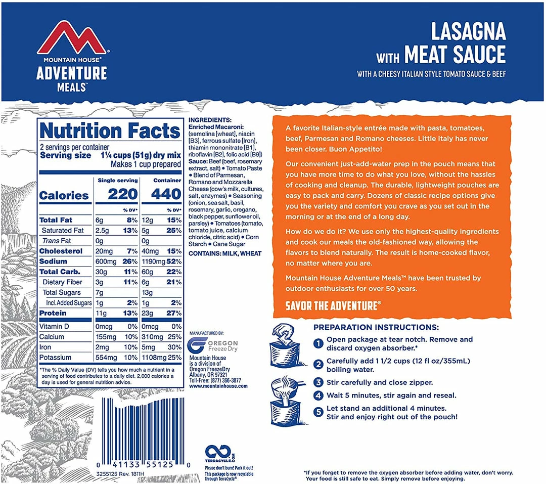 Mountain House Lasagna With Meat Sauce Food 4 Mountain House Lasagna With Meat Sauce Food